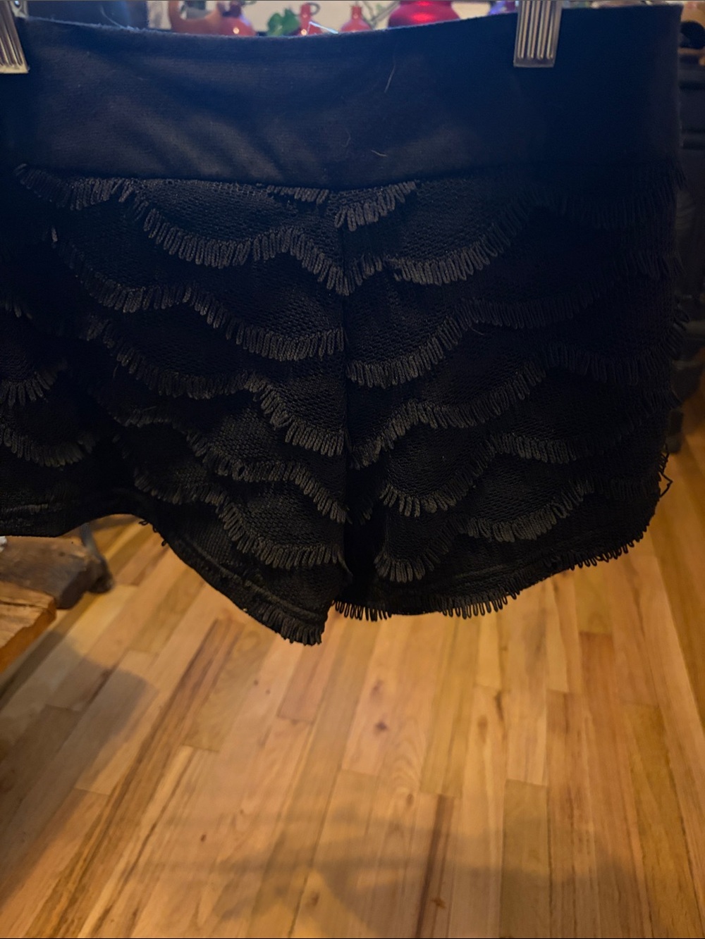 Black Tiered Fringe shorts